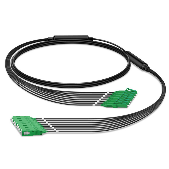 8-Fiber LC APC to SC APC Multi-Fiber Indoor/Outdoor Distribution Cable, Single Mode OS2, 2.0mm leads, Plenum, TAA Compliant - Made in USA