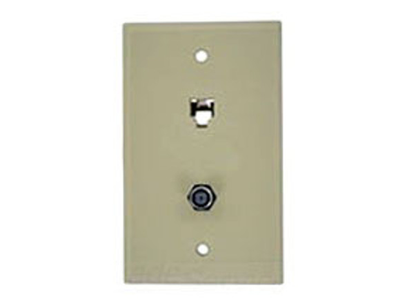 WALL JACK, 6P4C,  PUNCHDOWN-TYPE, WITH 1GHZ F COUPLER