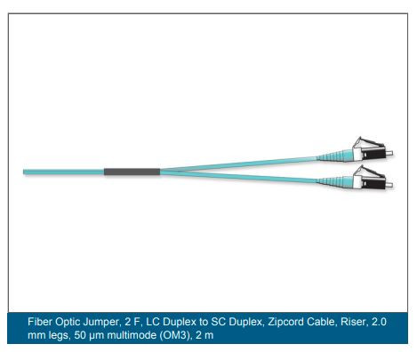 LC Duplex MM/ SC Duplex MM, OM3 2F, Zipcord Riser, 5M - 055702T5120005M