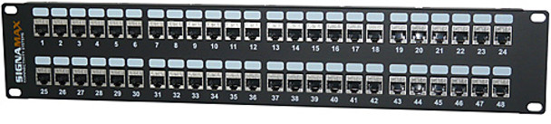 48-Port Category 6A Feed-Thru Screened HD Panel, 2 RMU - 48458SFTHD-C6A