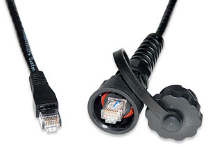 Cat6A Screened Industrial Plug to RJ45 Plug, 5 Feet - C6AS-117IG-5FB