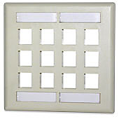 12-Port Double Gang Faceplate w/Labeling, Gray - DKFL-12-GY {Qty. 10, $2.85/ea.}