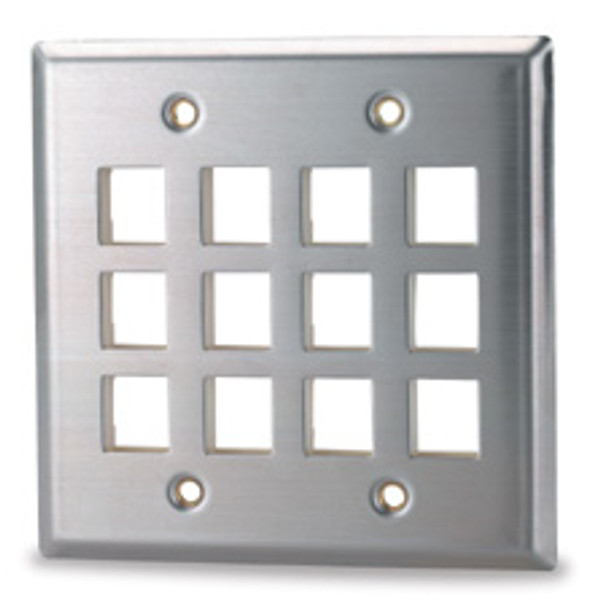 12-Port Double Gang Stainless Steel Faceplate - DSKF-12 {Qty. 10, $5.93/ea.}