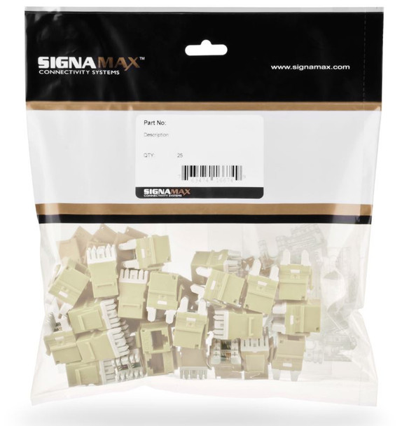Cat 6A MT-Series Unscreened Keystone Jack, Lt.Ivory 25-PK - KJ458MT25-C6AC {Qty. 20, $212.24/ea.}