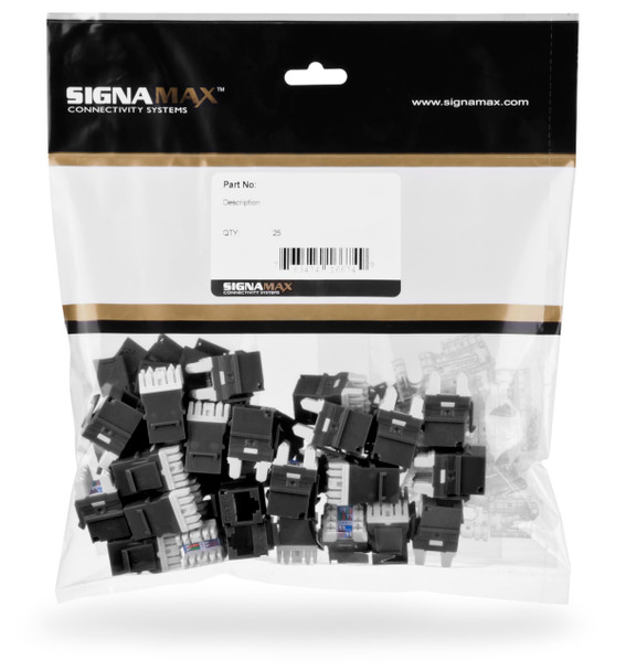 Cat 6A MT-Series Unscreened Keystone Jack, Black 25 Pack - KJ458MT25-C6AC-BK {Qty. 20, $211.74/ea.}