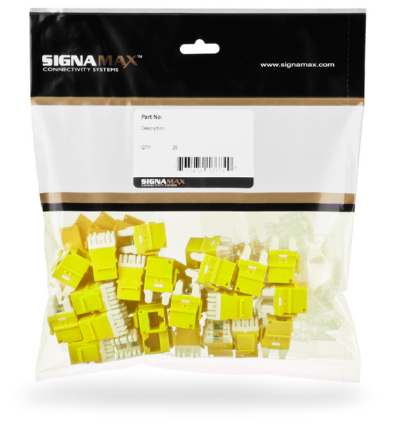 Cat 6 MT-Series Unscreened Keystone Jack, Yellow, 25-PK - KJ458MT25-C6C-YE {Qty. 2, $140.97/ea.}