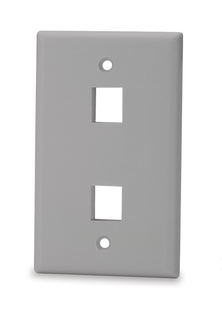 2-Port Single Gang Keystone Faceplate w/o Labeling, Gray - SKF-2-GY {Qty. 10, $1.45/ea.}