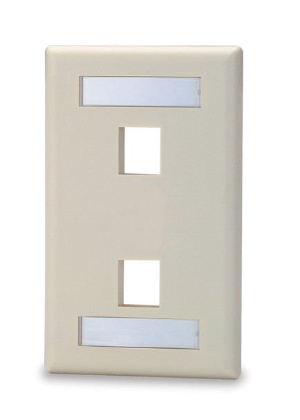 2-Port Single Gang Keystone Faceplate w/ Labeling, D.Ivory - SKFL-2-DI {Qty. 10, $1.60/ea.}