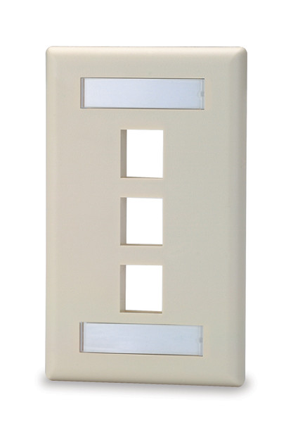 3-Port Single Gang Keystone Faceplate w/ Labeling, D.Ivory - SKFL-3-DI {Qty. 10, $1.60/ea.}