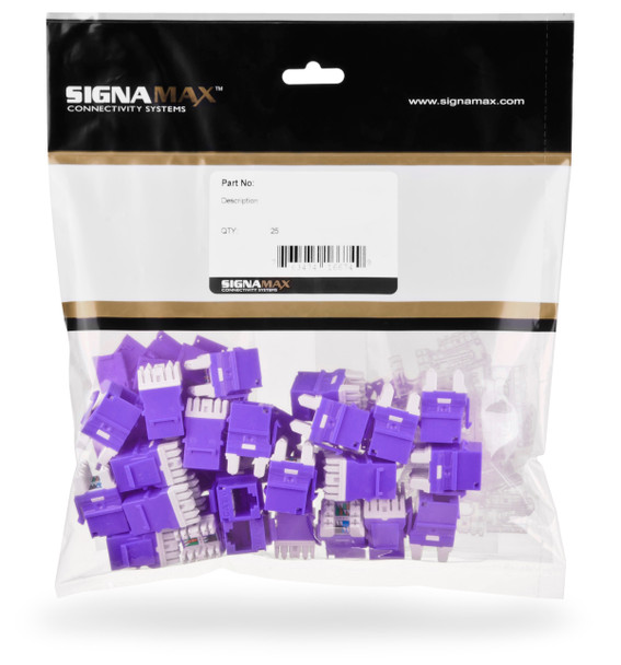 Cat 6 MT-Series Unscreened Keystone Jack, Purple(25 Pack) - KJ458MT25-C6C-PU