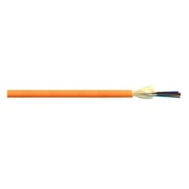 Indoor Single Unit Distribution Fiber Cable, Riser Rated, 12-Fibers, Reduced Water Peak OS1 Single-mode Fiber, Dielectric Aramid, Flame Retardant PVC Yellow Jacket 430123101