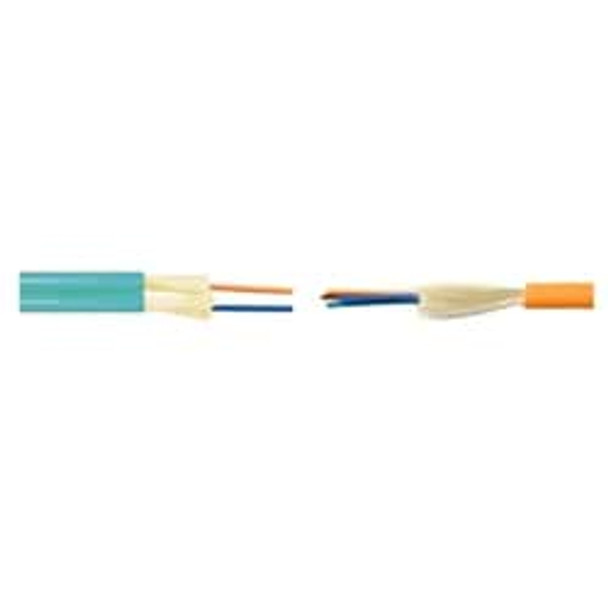 Indoor Interconnected Fiber Cable, Plenum Rated, 2-Fibers, OM1 TeraGain 62.5/125um Fiber, Round Configuration. Dielectric Aramid, Flame Retardant PVC Orange Jacket 340026G01