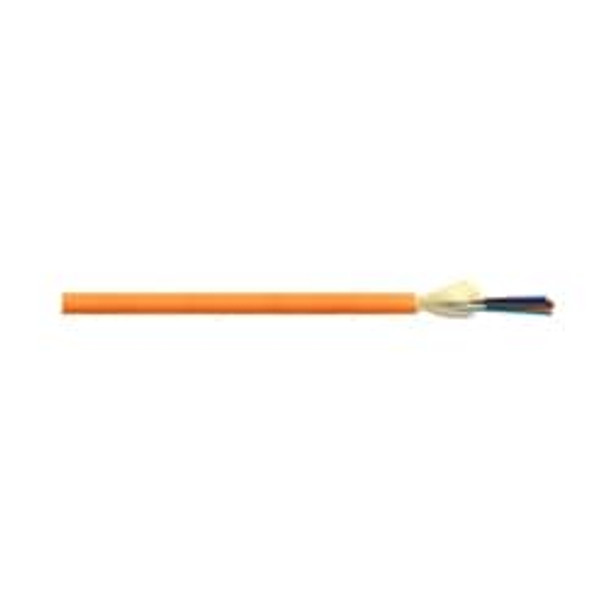 Indoor Single Unit Distribution Fiber Cable, Plenum Rated, 12-Fibers, OM1 TeraGain 62.5/125um Fiber, Round Configuration, Dielectric Aramid, Flame Retardant PVC Orange Jacket 440126G01
