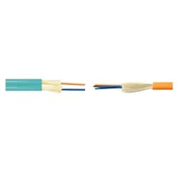 Indoor Interconnected Fiber Cable, Riser Rated, 2-Fibers, OM1 TeraGain 62.5/125 Multimode Fiber, Zip Configuration, Dielectric Aramid, Flame Retardant PVC Orange Jacket B30026G01