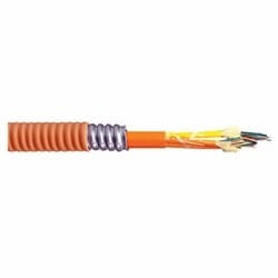 IndoorPremises Fiber Interlock Armored Cable, Single Unit Tight Buffer, Plenum Rated, Flexible, Heavy Duty Interlocking Aluminum Armor, 6-Fibers, OM3 TeraFlex Bend Resistant Lazer Optimized 10G/300 Multimode Fiber, FR/PVC Aqua Jacket L4006N401