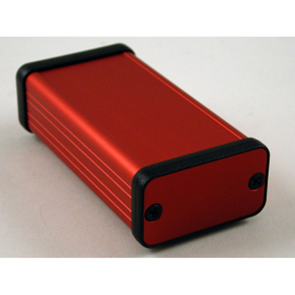 Hammond Manufacturing 1455D801RD red extruded aluminum enclosure w/ metal end panels