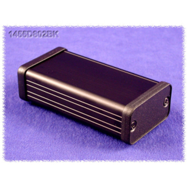 Hammond Manufacturing 1455D802BK black extruded aluminum enclosure w/ plastic end panels