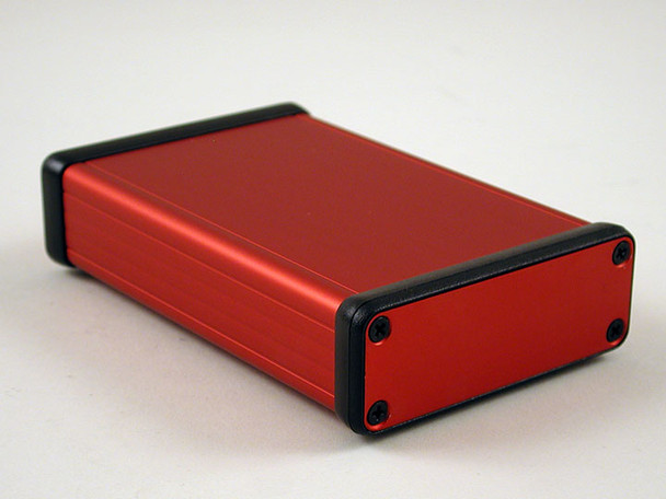 Hammond Manufacturing 1455J1201RD red extruded aluminum enclosure w/ metal end panels