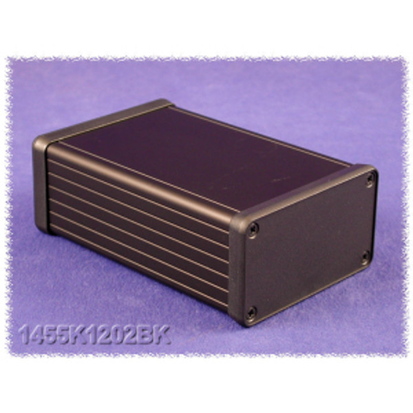 Hammond Manufacturing 1455K1202BK black extruded aluminum enclosure w/ plastic end panels