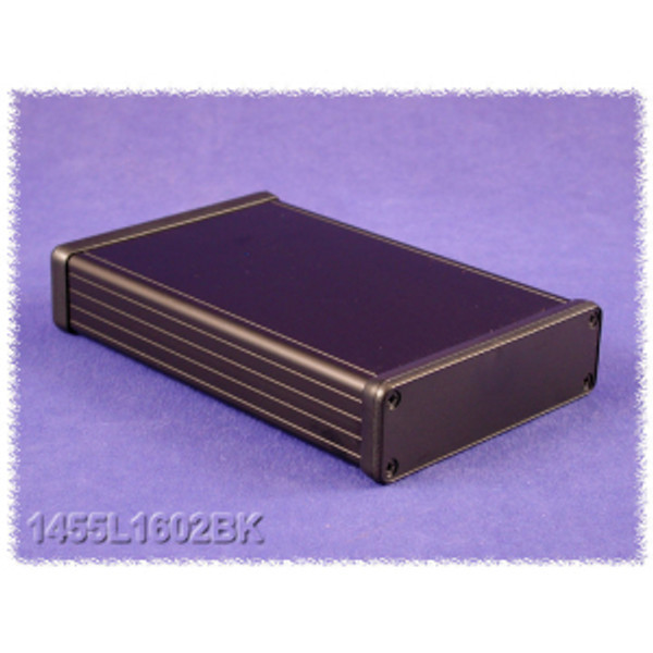 Hammond Manufacturing 1455L1602BK black extruded aluminum enclosure w/ plastic end panels