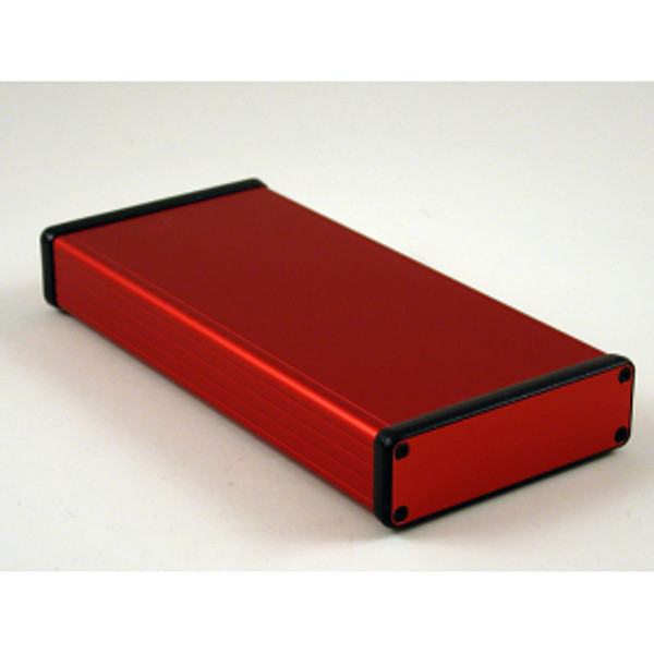 Hammond Manufacturing 1455L2201RD red extruded aluminum enclosure w/ metal end panels