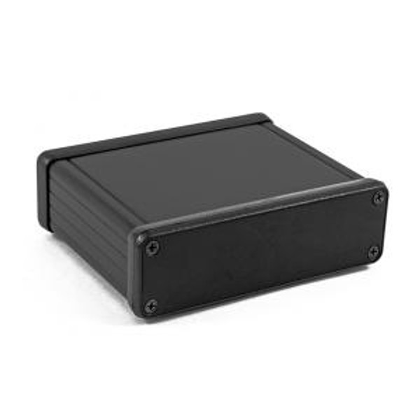 Hammond Manufacturing 1455L801BK black extruded aluminum enclosure w/ metal end panels