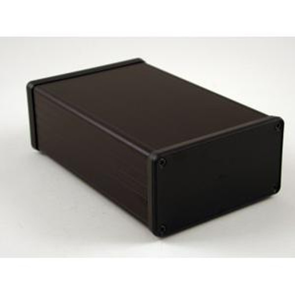 Hammond Manufacturing 1455N1602BK black extruded aluminum enclosure w/ plastic end panels