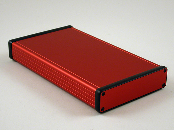 Hammond Manufacturing 1455P2201RD red extruded aluminum enclosure w/ metal end panels