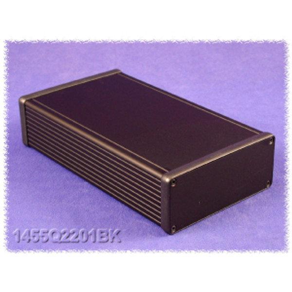 Hammond Manufacturing 1455Q2201BK black extruded aluminum enclosure w/ metal end panels