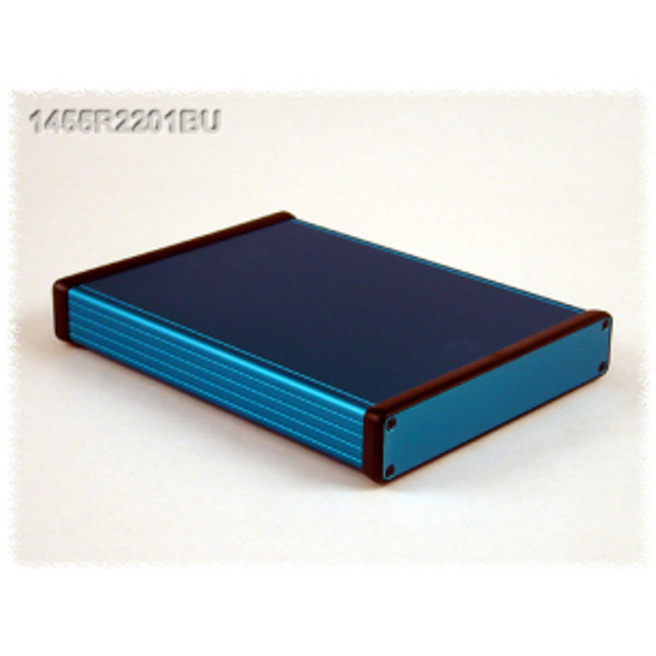 Hammond Manufacturing 1455R2201BU blue extruded aluminum enclosure w/ metal end panels