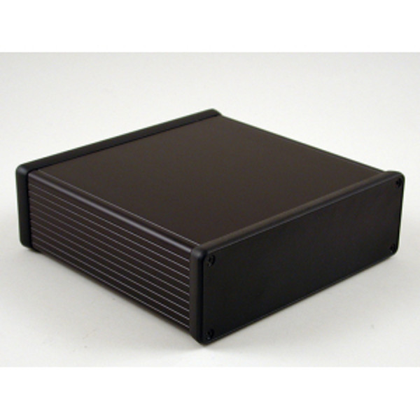 Hammond Manufacturing 1455T1602BK black extruded aluminum enclosure w/ plastic end panels