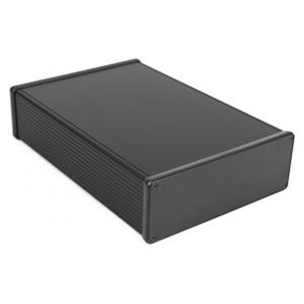 Hammond Manufacturing 1455U2802BK extruded aluminum enclosure w/ plastic closed bezels