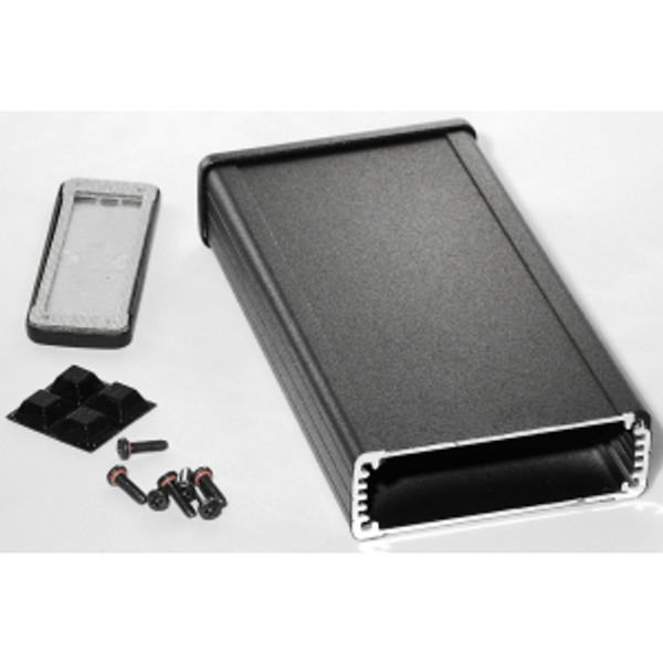 Hammond Manufacturing 1457J1601EBK black EMI/RFI shielded extruded aluminum enclosure 6.30x3.30x1.12
