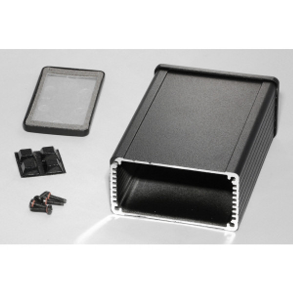 Hammond Manufacturing 1457K1201EBK black EMI/RFI shielded extruded aluminum enclosure 4.73x3.30x1.73