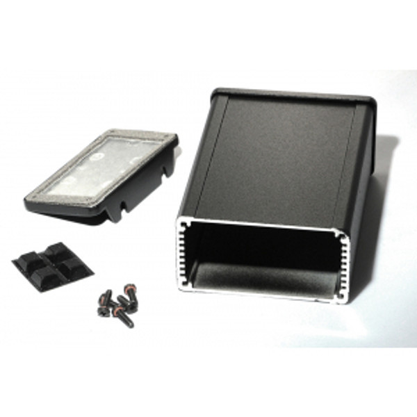 Hammond Manufacturing 1457K1202EBK black EMI/RFI shielded extruded aluminum enclosure flanged panels 4.73x3.30x1.73
