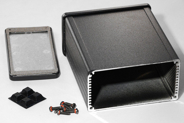 Hammond Manufacturing 1457N1201EBK black EMI/RFI shielded extruded aluminum enclosure 4.73x4.09x2.15