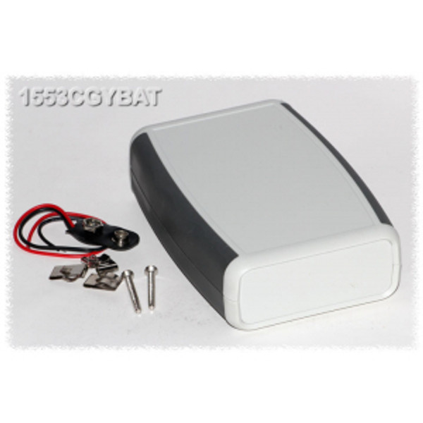 Hammond Manufacturing 1553CGYBAT grey ABS w/ grey soft side hand held enclosure & battery door 4.62x3.11x1.30