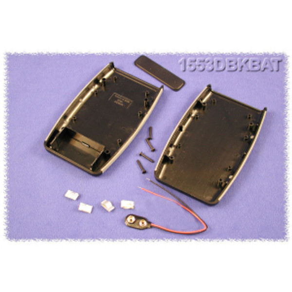 Hammond Manufacturing 1553DBKBAT black ABS w/ grey soft side hand held enclosure & battery door 5.80x3.50x0.98