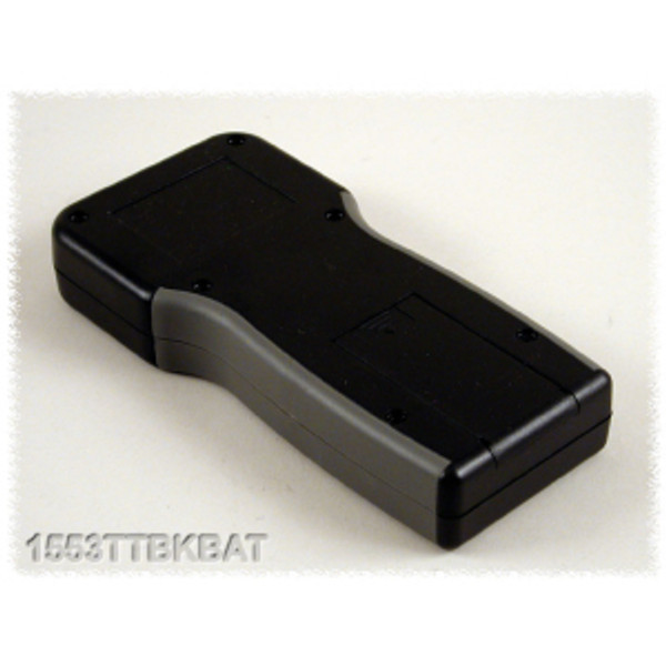 Hammond Manufacturing 1553TTBKBAT black ABS  w/ battery door and  grey TPE side hand held enclosure 6.50x3.13x1.10