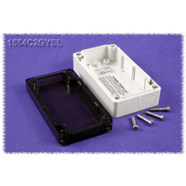 Hammond Manufacturing 1554C2GYSL RAL7035 grey polycarb plastic watertight enclosure, smoked lid
