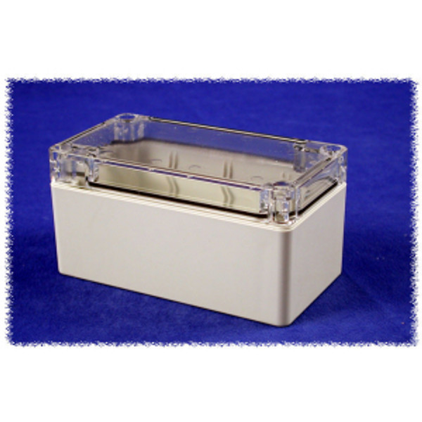 Hammond Manufacturing 1554D2GYCL RAL7035 grey polycarb plastic watertight enclosure, clear lid