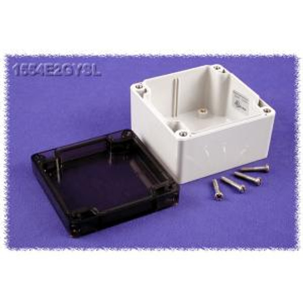 Hammond Manufacturing 1554E2GYSL RAL7035 grey polycarb plastic watertight enclosure, smoked lid