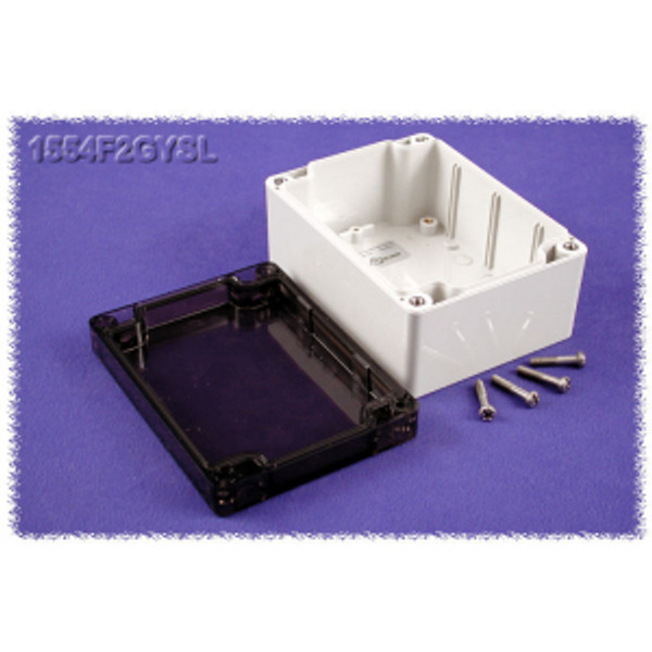 Hammond Manufacturing 1554F2GYSL RAL7035 grey polycarb plastic watertight enclosure, smoked lid