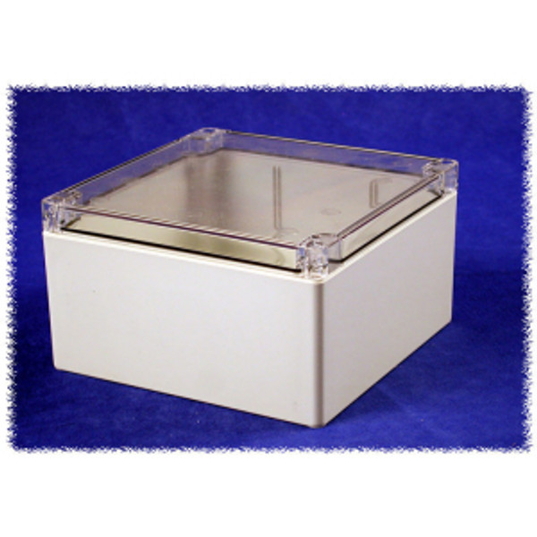 Hammond Manufacturing 1554S2GYCL RAL7035 grey polycarb plastic watertight enclosure, clear lid