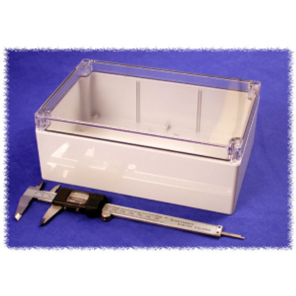 Hammond Manufacturing 1554V2GYCL RAL7035 grey polycarb plastic watertight enclosure, clear lid