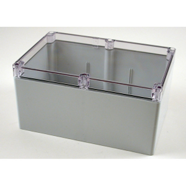 Hammond Manufacturing 1554VB2GYCL RAL7035 grey polycarb plastic watertight enclosure, clear lid