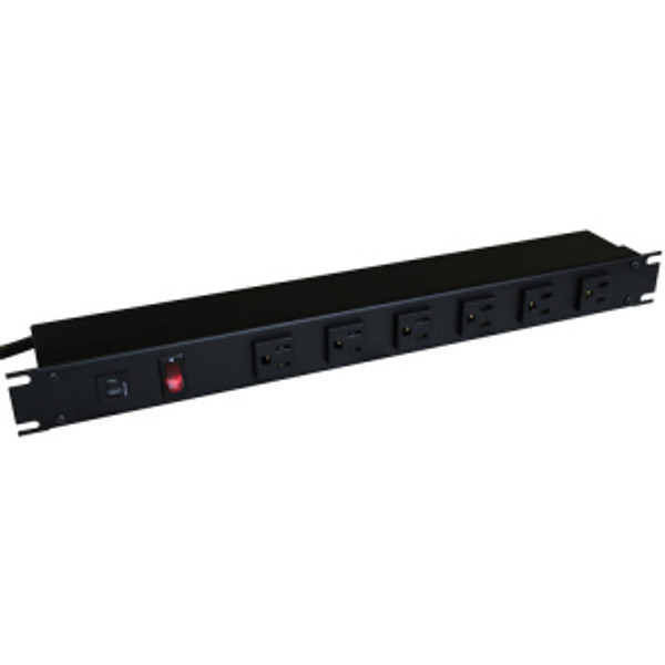 Hammond Manufacturing 1582H6A1BK 15A Single-Phase 125V 6-Outlet Rack Mount Basic PDU