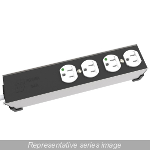 Hammond Manufacturing 1584T8DH Medical" 15A H.D. 8 Outlet Strip, 12 ft. cord - Outlets Front - Black