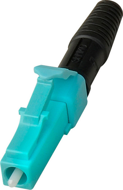 Senko Premium LC SX 127um OM3 Aqua Fiber Connector with 3mm Mini Boot Black Pot & Polish Style