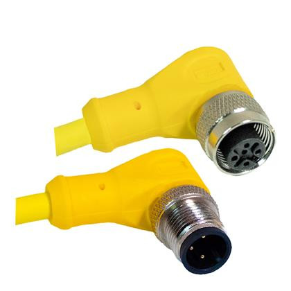 Mueller C3BD01M002 M12 Cord, 3-Pos Male Right Angle-Female Right Angle, 18AWG, 2M